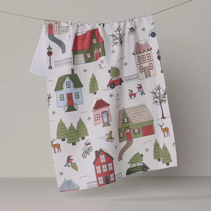 Winter Village Kitchen Tea Towel