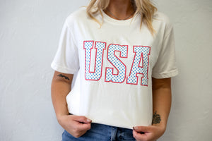 USA Polka Dot Graphic Tee White
