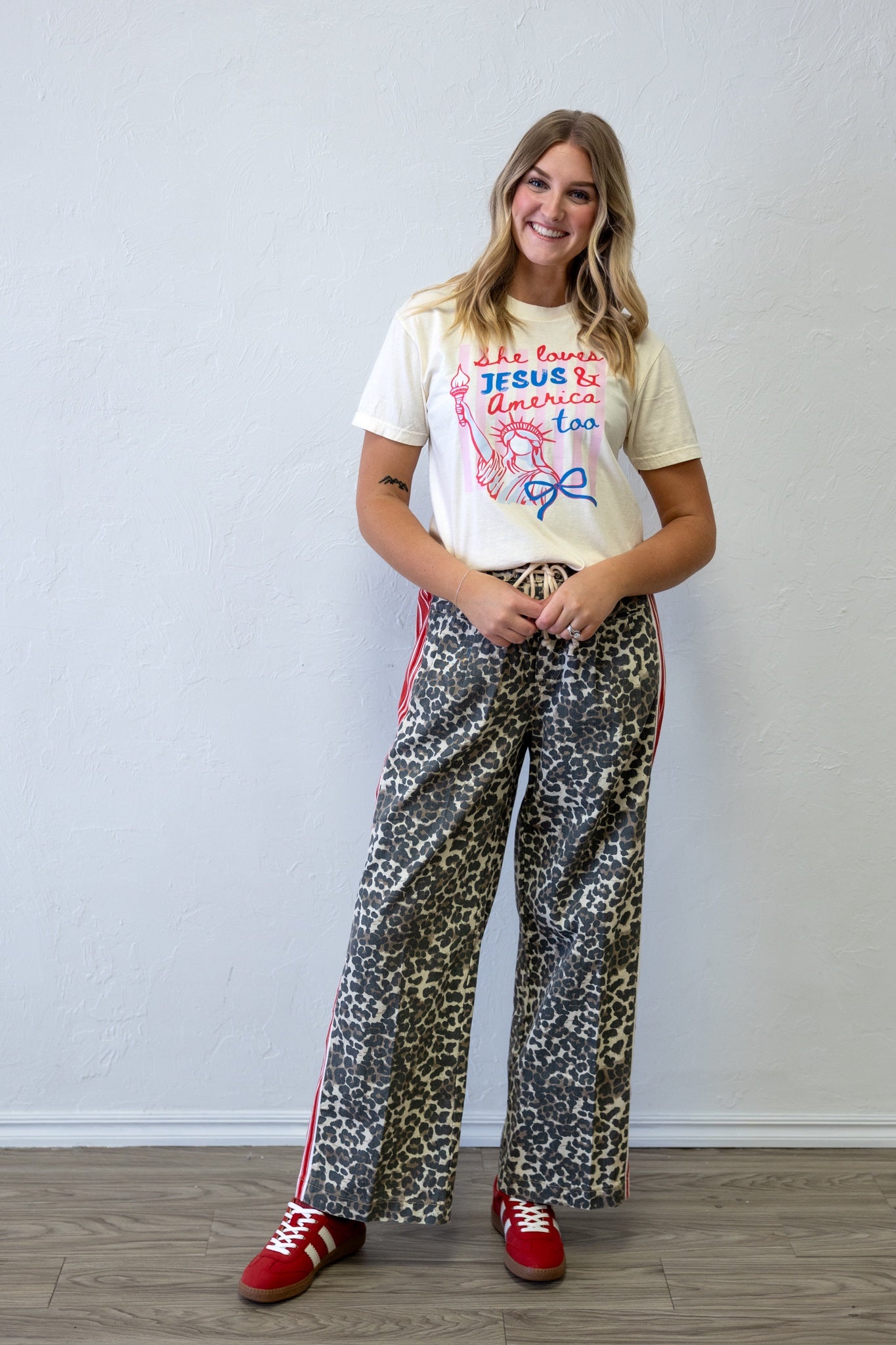 Leopard Sport Striped Wide Leg Pants