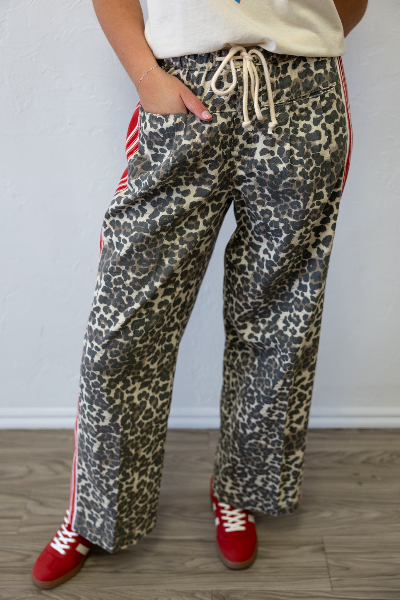 Leopard Sport Striped Wide Leg Pants