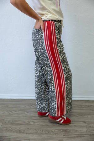 Leopard Sport Striped Wide Leg Pants