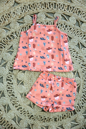 Girls Gauze Tank & Short Set American Cowgirl