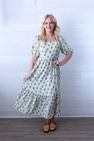 Alexi Cottage Style Green Stripe Dress