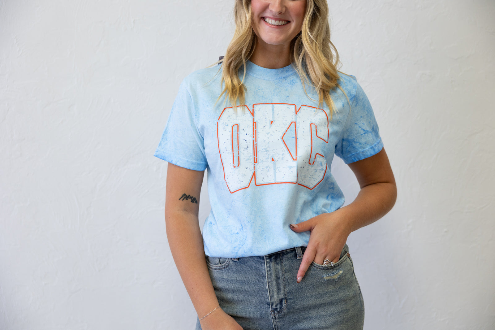 Adult Distressed OKC Graphic Tee Fiji Blue