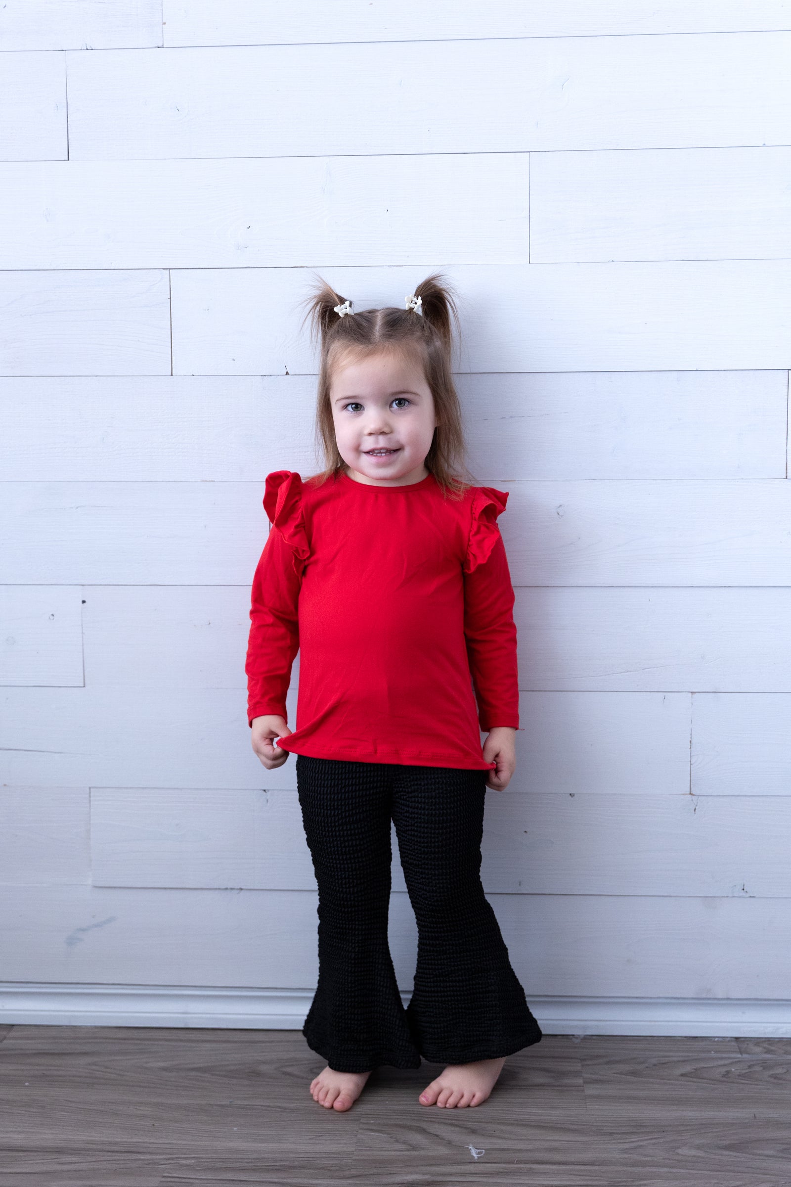 Mila & Rose LS Ruffle Tee-Red