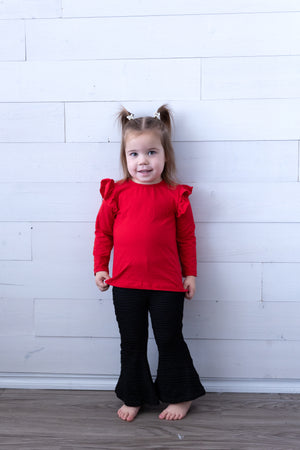 Mila & Rose LS Ruffle Tee-Red