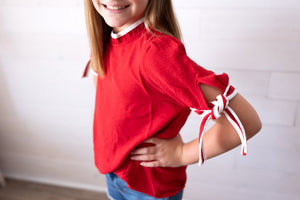 Red Top with Bow Sleeves