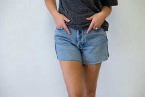 Hazel HW Rigid Magic Cut Off Shorts Raw Side Seams