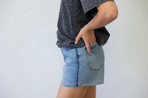 Hazel HW Rigid Magic Cut Off Shorts Raw Side Seams