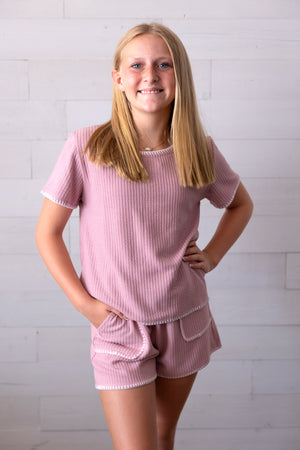 Pink Top with White Trim