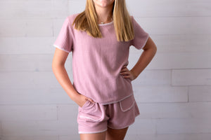 Pink Top with White Trim