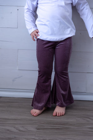 Amethyst Ribbed Velvet Bell Bottoms