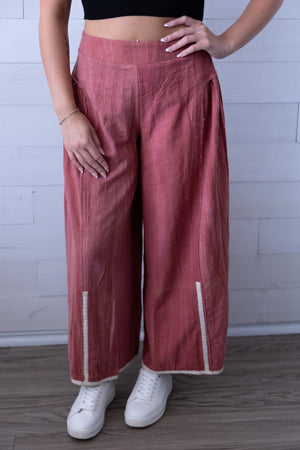 POL Woven Wide Leg Pants - Rosewood