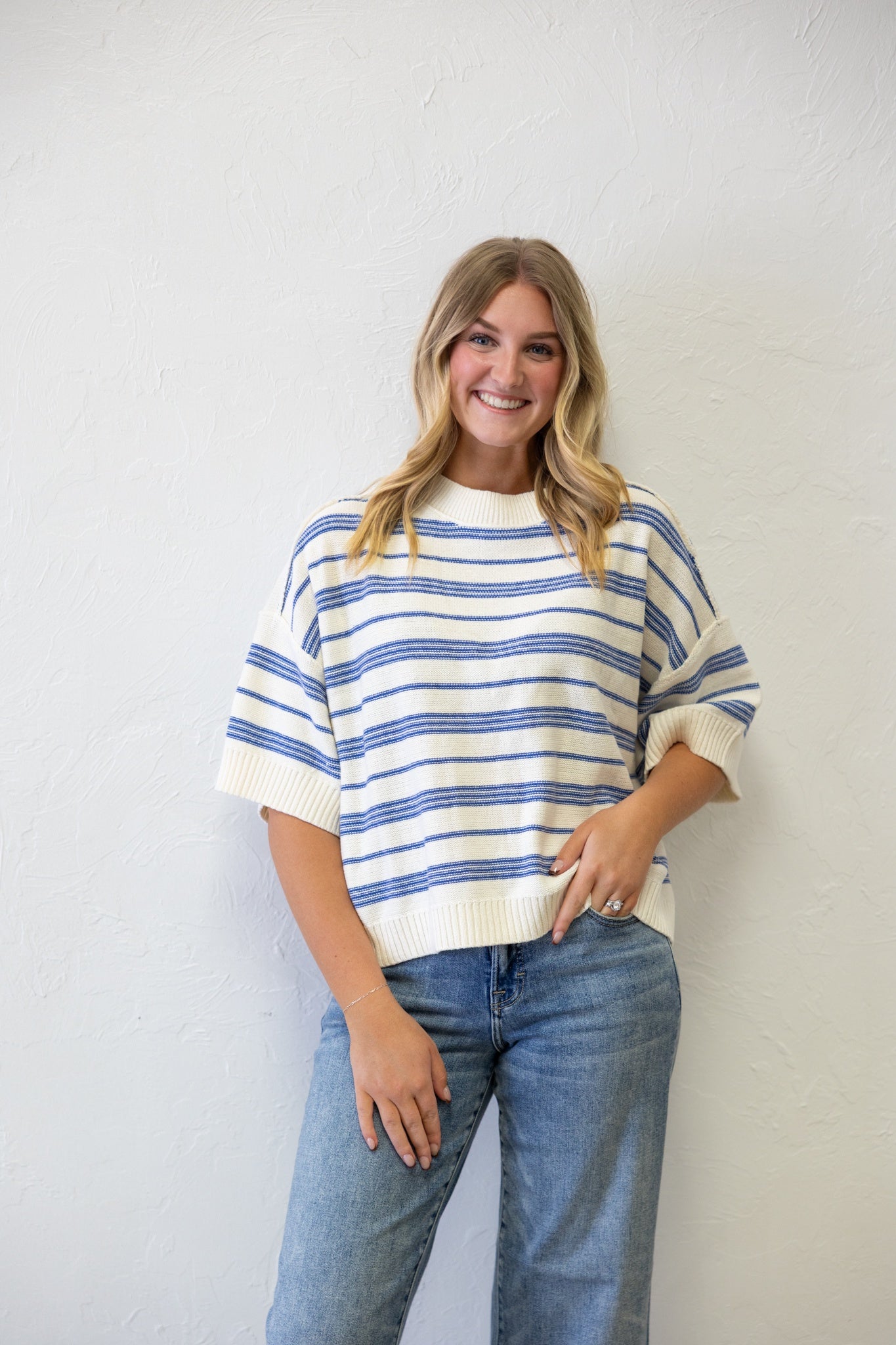 Simply Chic Blue Stripe Knit Top