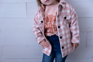 Hooded Shacket Misty Rose Plaid