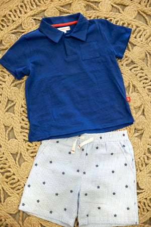 Seersucker Stripe Magnetic Cotton Tee & Short Set