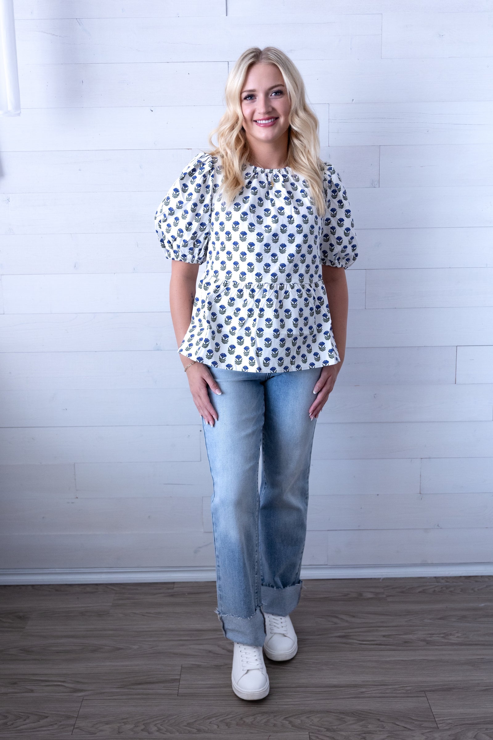 Nina Floral Foulard Navy Top