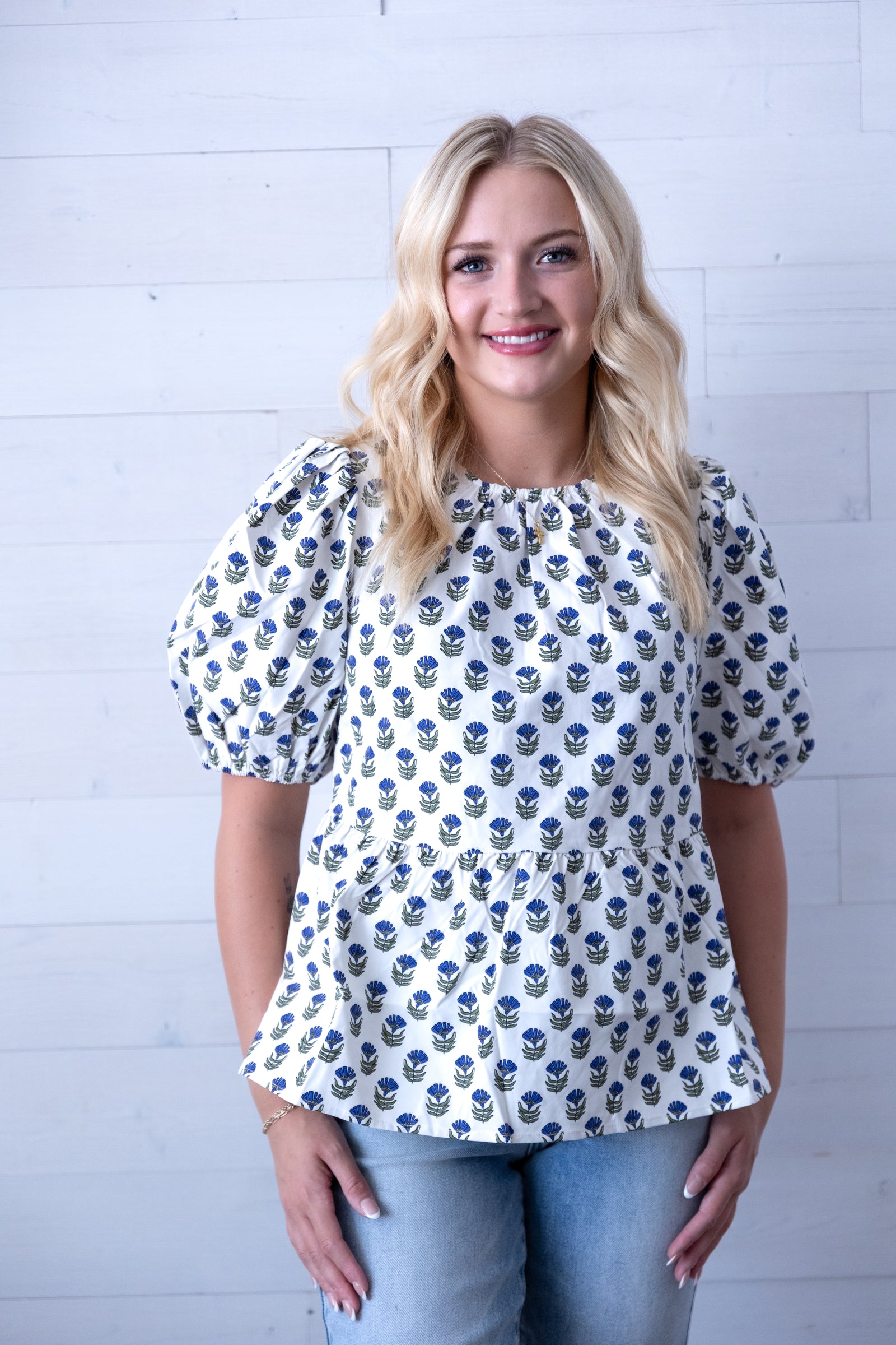 Nina Floral Foulard Navy Top