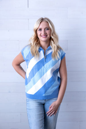 Celia Blue Stripe Sweater