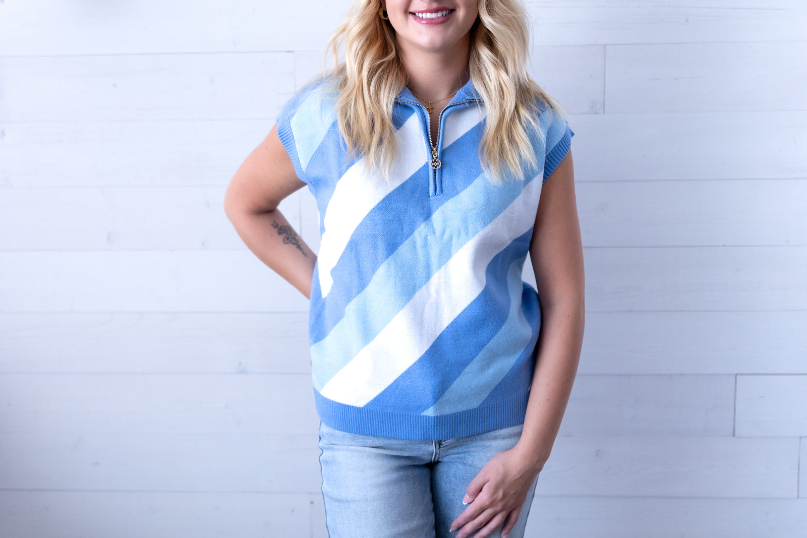 Celia Blue Stripe Sweater