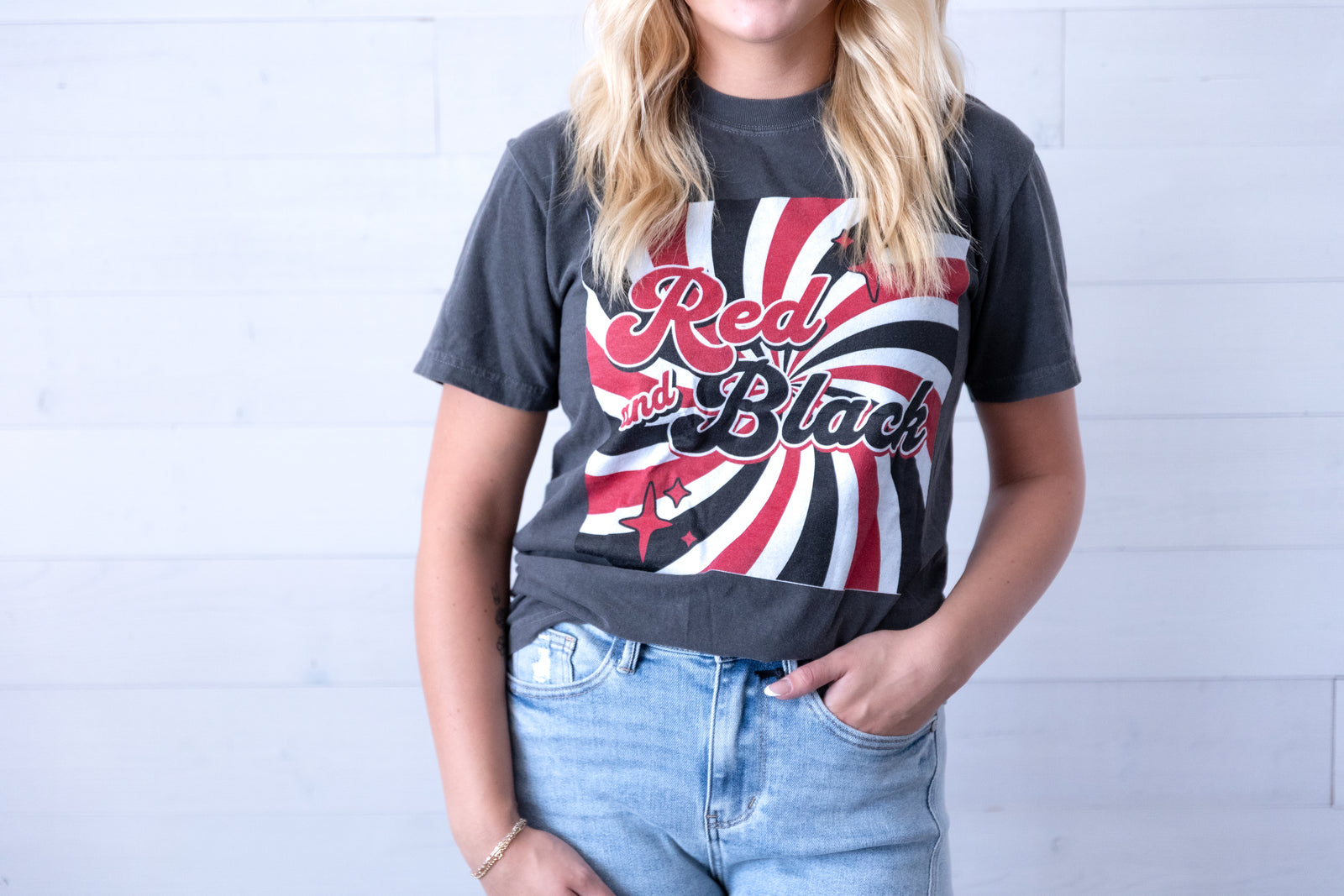 Red & Black Retro Graphic Tee