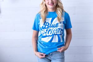 Blue & White Retro Graphic Tee