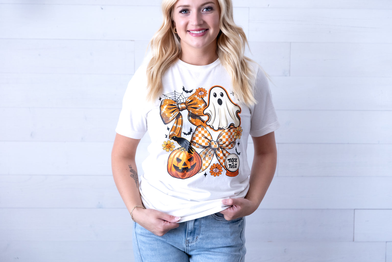 Trick or Treat Bow Halloween Graphic Tee