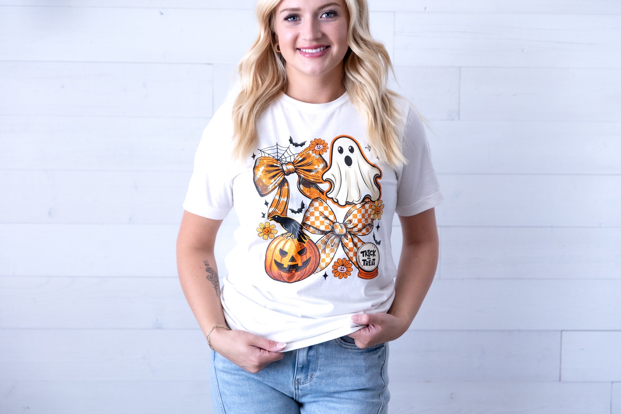 Trick or Treat Bow Halloween Graphic Tee