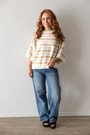 Simply Chic Taupe Striped Sweater