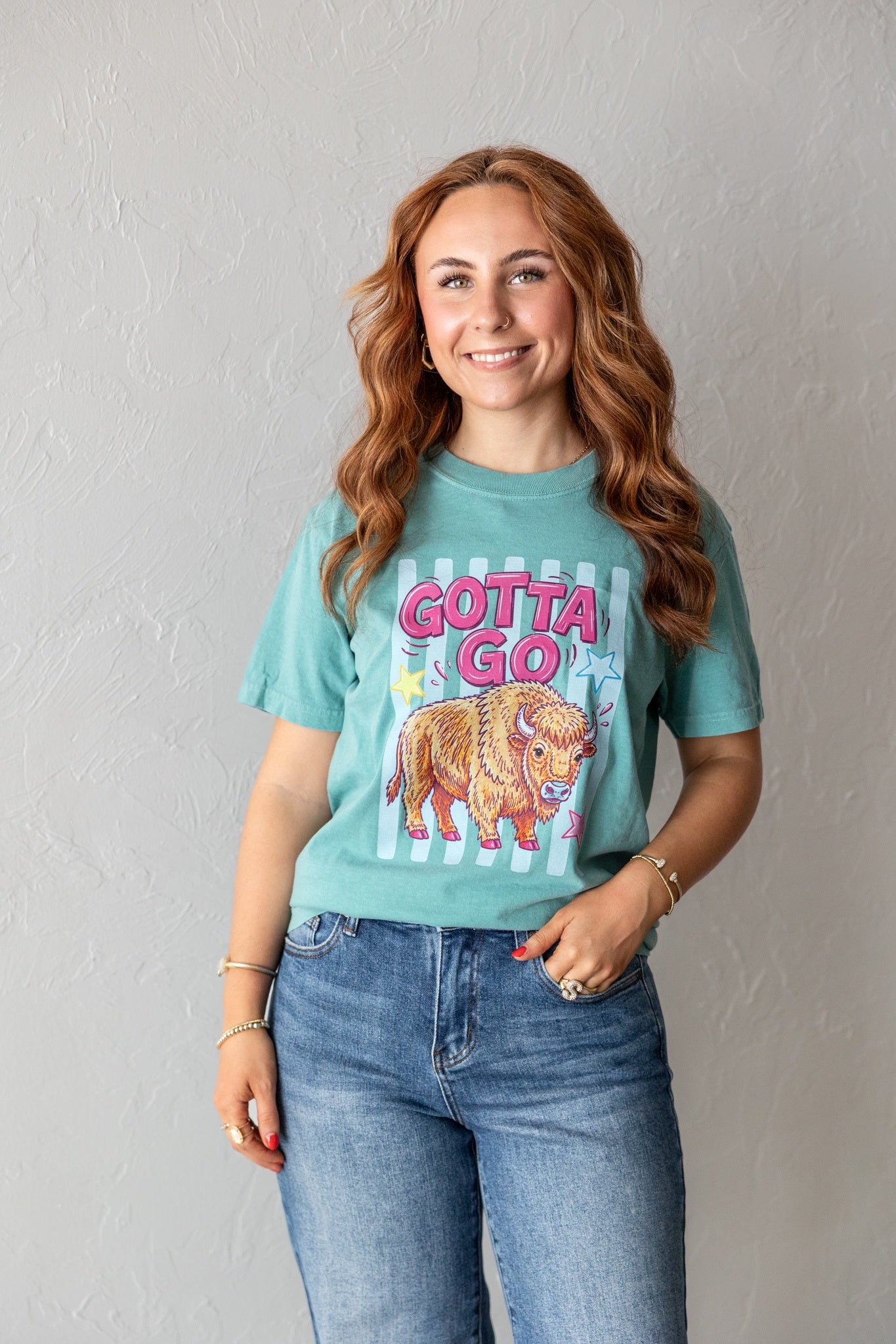 Gotta Go Buffalo Graphic Tee Seafoam Green