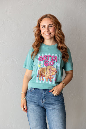 Gotta Go Buffalo Graphic Tee Seafoam Green