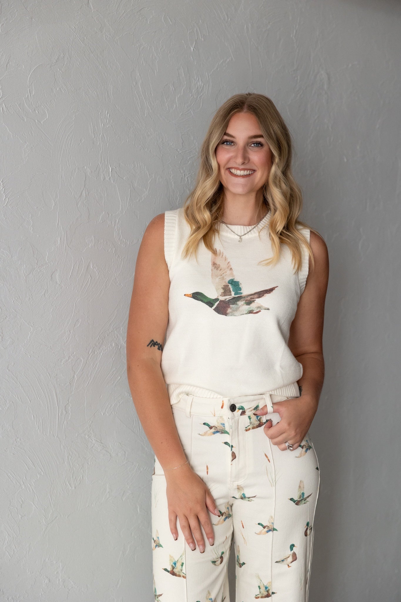 Mallard Duck Sweater Vest Ivory