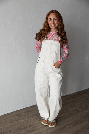 Relaxed Chic Polka Dot Overalls Pink