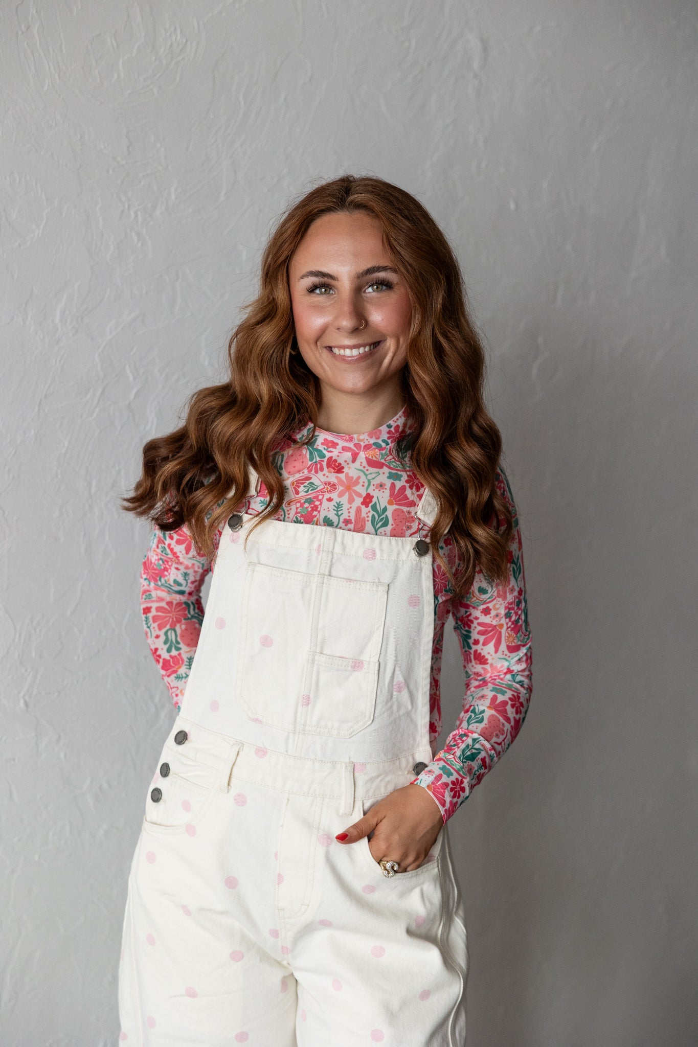 Relaxed Chic Polka Dot Overalls Pink