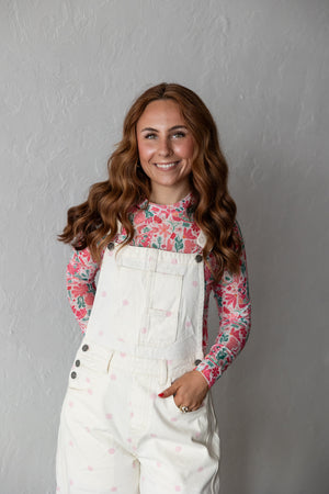 Relaxed Chic Polka Dot Overalls Pink