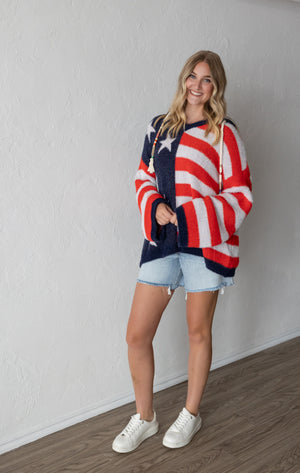 POL Navy Multi Sweater