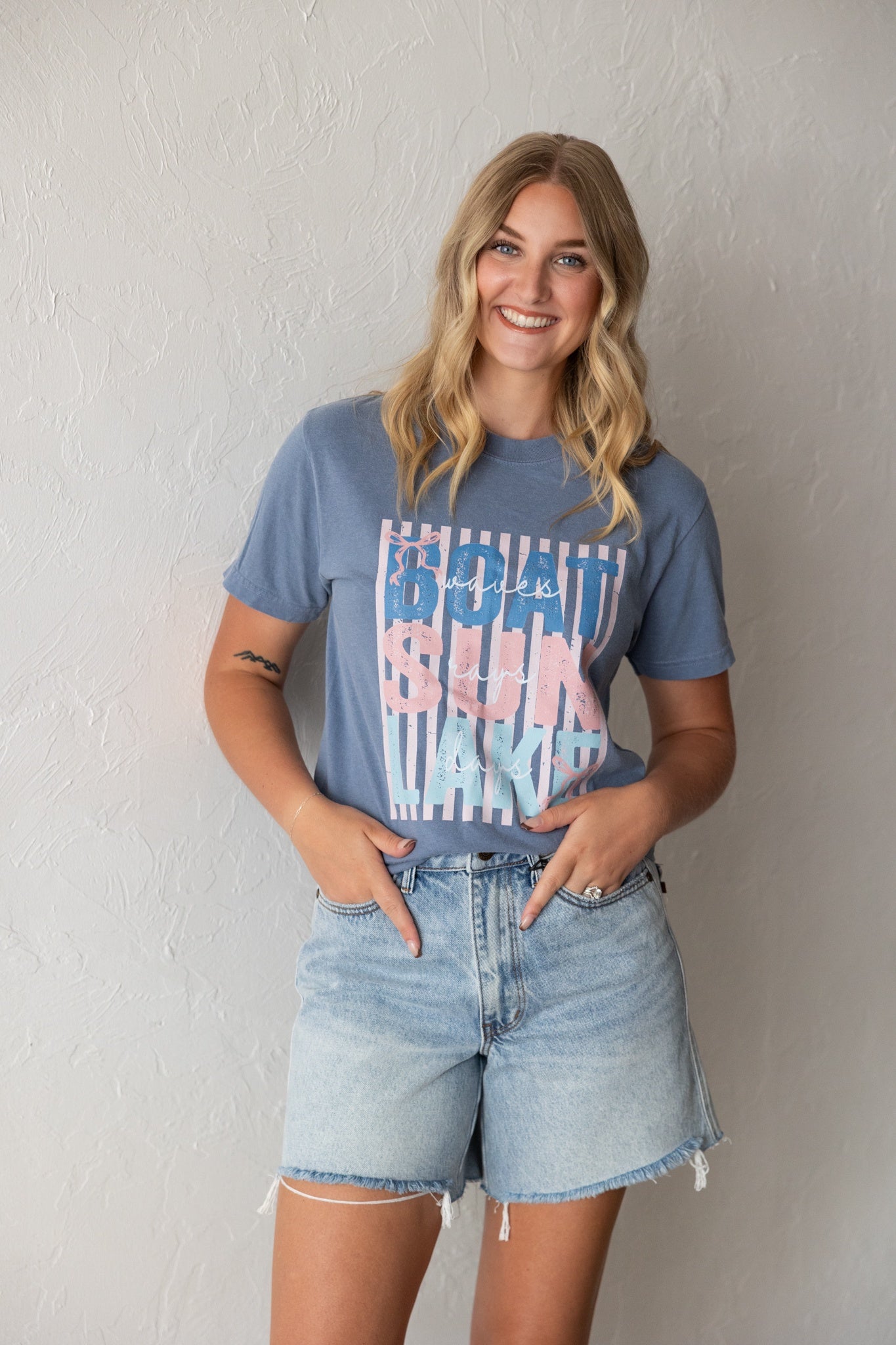 Boat Rays Lake Days Graphic Tee Blue