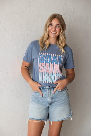 Boat Rays Lake Days Graphic Tee Blue