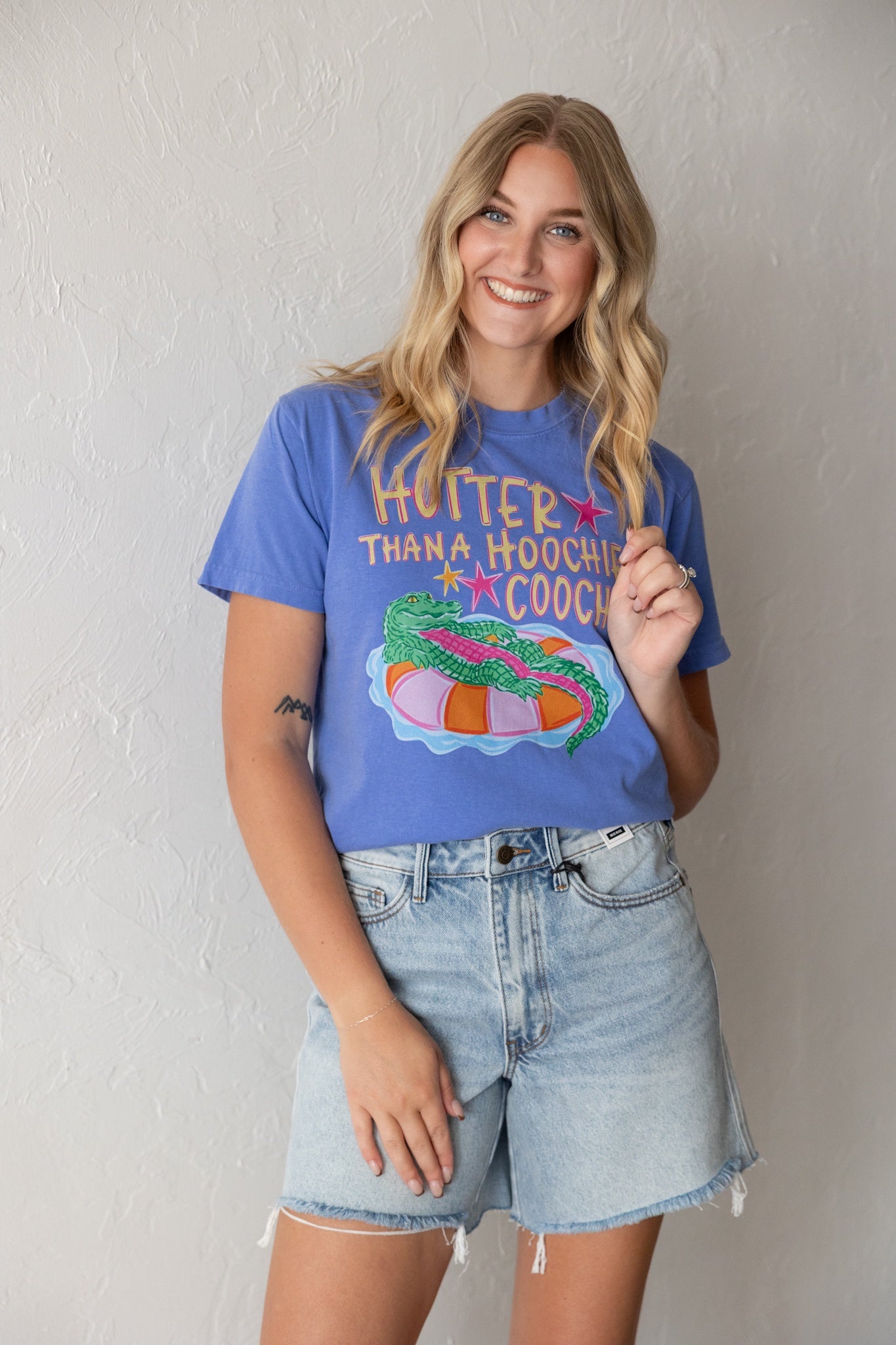 Hotter Than A Hoochie Coochie Graphic Tee Blue