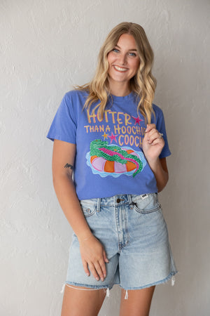 Hotter Than A Hoochie Coochie Graphic Tee Blue