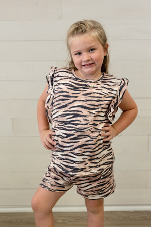 Smithsonian Tiger Print Ruffled Knit Tank