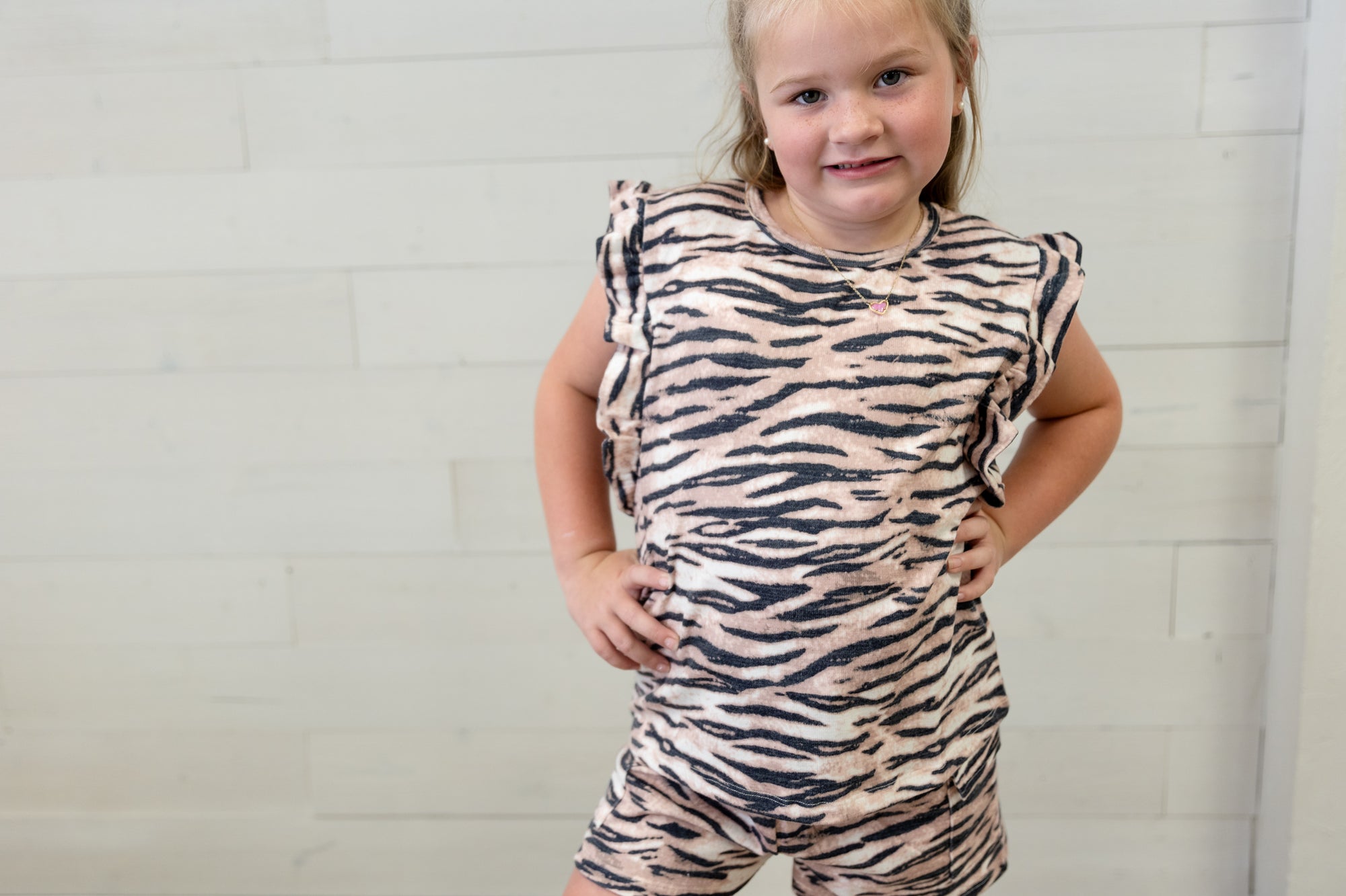 Smithsonian Tiger Print Ruffled Knit Tank
