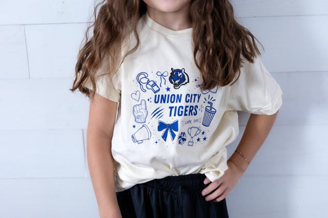 Youth Union City Tiger Doodle Graphic Tee Ivory