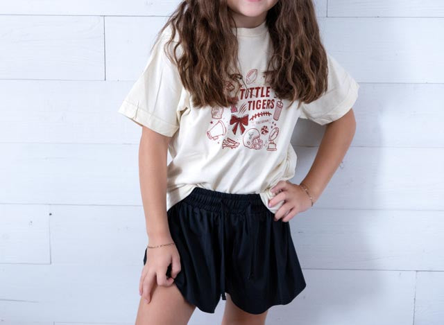 Youth Tuttle Tigers Football Doodle Graphic Tee Ivory