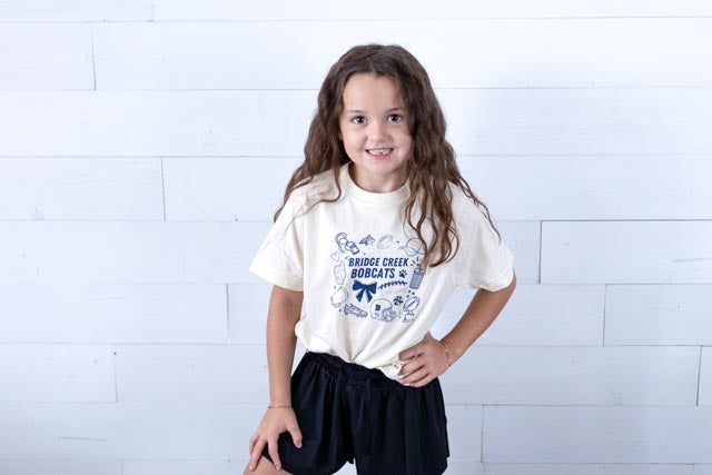 Youth Bridge Creek Football Doodle Graphic Tee Ivory