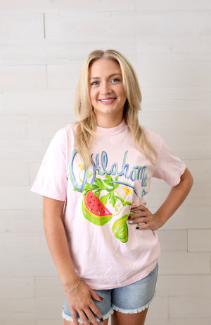 Oklahoma Blossom Fruit Graphic Tee Pink