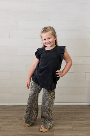 Washed Leopard Print Relaxed Fit Denim Jeans