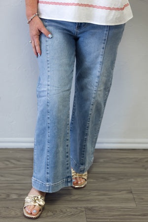 Jenny High Rise Crop Light Wide Jeans