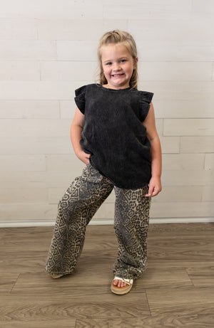 Washed Leopard Print Relaxed Fit Denim Jeans