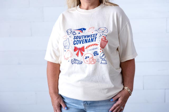 Patriots Football Doodle Graphic Tee Ivory